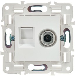 Розетка двойная TV+RJ45 кат.5E SKANDY SK-A14W арктич. бел. IEK SK-AK20-1-K01