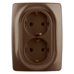Розетка 2-м СП Эра12 12-2106-13 16А IP20 16AX 250В 2х2P+E Schuko бронз. Эра Б0031235