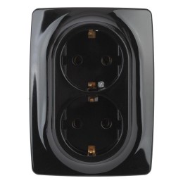 Розетка 2-м СП Эра12 12-2106-06 16А IP20 16AX 250В 2х2P+E Schuko черн. Эра Б0031233