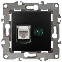 Розетка компьютерная + телевизионная Эра12 12-3110-05 RJ45 + TV IP20 антрацит Эра Б0027445