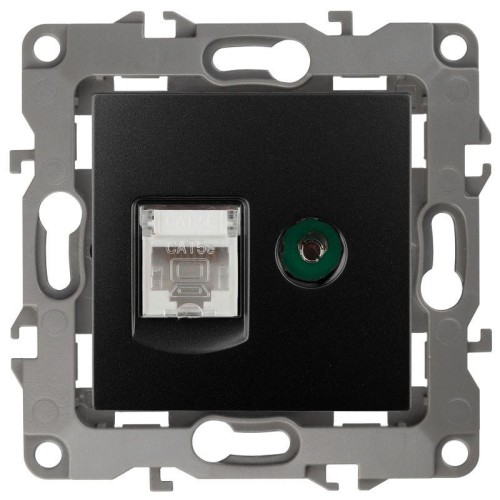Розетка компьютерная + телевизионная Эра12 12-3110-05 RJ45 + TV IP20 антрацит Эра Б0027445
