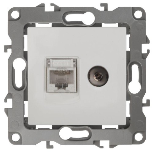 Розетка компьютерная + телевизионная Эра12 12-3110-01 RJ45 + TV IP20 бел. Эра Б0027441