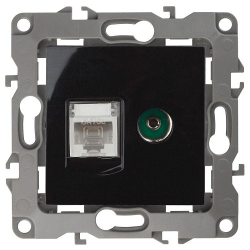 Розетка компьютерная + телевизионная Эра12 12-3110-06 RJ45 + TV IP20 черн. Эра Б0027446