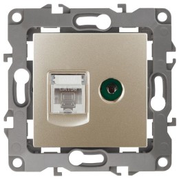 Розетка компьютерная + телевизионная Эра12 12-3110-04 RJ45 + TV IP20 шампань Эра Б0027444