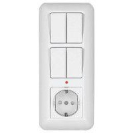 Блок СП Blanca / Прима (розетка с заземл. + 2-кл. + 2-кл. выкл.) (опт. упак.) бел. SE BK2VR-008B-B