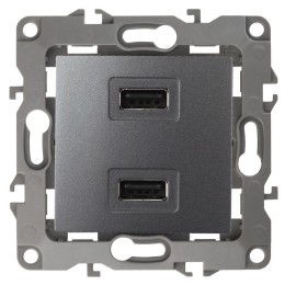 Устройство зарядное USB 12-4110-12 5В-2100мА графит ЭРА Б0027497