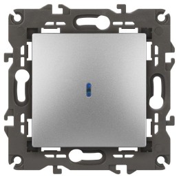 Выключатель 1-кл. СП Elegance 14-1102-03 10А IP20 250В 10AX с подсветкой механизм алюм. Эра Б0034217