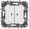 Выключатель 2-кл. СП Elegance 14-1105-01 10А IP20 250В 10AX с подсветкой механизм бел. Эра Б0034237