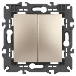 Переключатель 2-кл. СП Elegance 14-1106-04 10А IP20 250В 10AX механизм шампань Эра Б0034246