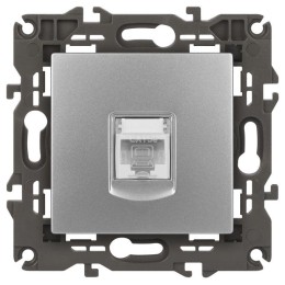 Розетка компьютерная 1-м Elegance 14-3107-03 RJ45 IP20 механизм алюм. Эра Б0034304