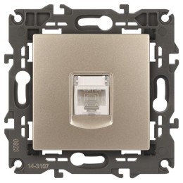 Розетка компьютерная 1-м Elegance 14-3107-04 RJ45 IP20 механизм шампань Эра Б0034305