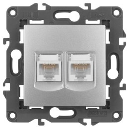 Розетка компьютерная 2-м Elegance 14-3108-03 RJ45 IP20 механизм алюм. Эра Б0034310