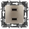 Устройство зарядное USB 14-4110-04 5В-2100мА Elegance шампань ЭРА Б0034371