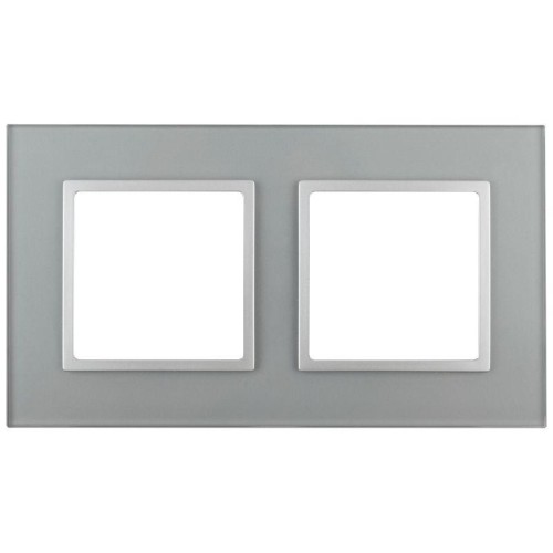 Рамка 2-м 14-5102-03 стекло Elegance алюм.+алюм. ЭРА Б0034490