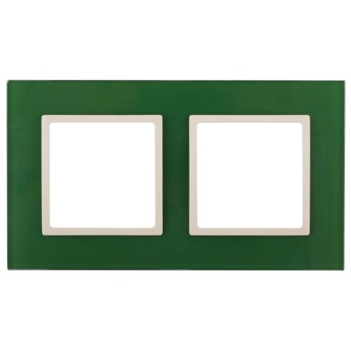 Рамка 2-м 14-5102-27 стекло Elegance зел.+сл. кость ЭРА Б0034499
