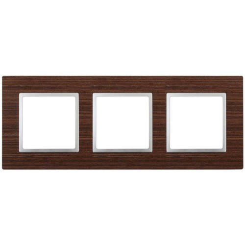 Рамка 3-м 14-5303-10 дерево Elegance венге+алюм ЭРА Б0034581