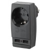 Адаптер 1-м с заземл. Polynom SP-1e-USB-B 220В 2хUSB 2100мА черн. Эра Б0026333