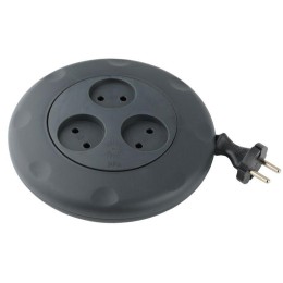 Удлинитель-рулетка 3х3м без заземл. 10А IP20 UR-3-3m-B ПВС 2х0.75 черн. Эра Б0019039