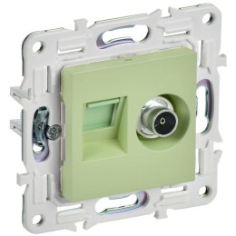 Розетка двойная TV+RJ45 кат.6E SKANDY SK-A15G мятный IEK SK-AK20-2-K06