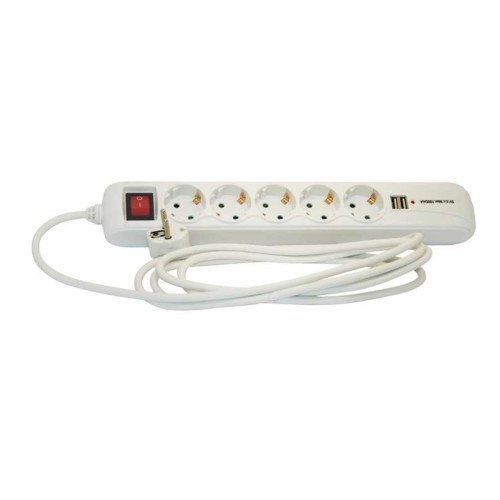 Удлинитель с сетевым фильтром 5х3м с заземл. 10А IP20 94 687 NPE-USB-05-300-ESC-3х1 2хUSB ПВС 3х1 Na