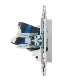 Розетка двойная TV+RJ45 кат.6E SKANDY SK-A15S серебр. IEK SK-AK20-2-K23