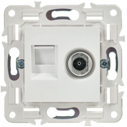 Розетка двойная TV+RJ45 кат.6E SKANDY SK-A15W арктич. бел. IEK SK-AK20-2-K01