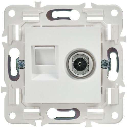 Розетка двойная TV+RJ45 кат.6E SKANDY SK-A15W арктич. бел. IEK SK-AK20-2-K01