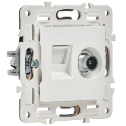 Розетка двойная TV+RJ45 кат.6E SKANDY SK-A15W арктич. бел. IEK SK-AK20-2-K01