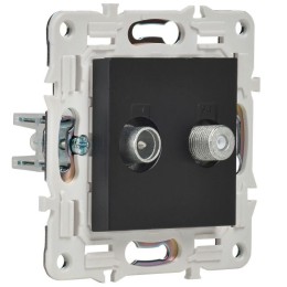 Розетка двойная TV+SAT SKANDY SK-A13Bl черн. IEK SK-AF20-O-K02