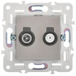 Розетка двойная TV+SAT SKANDY SK-A13N никель IEK SK-AF20-O-K50