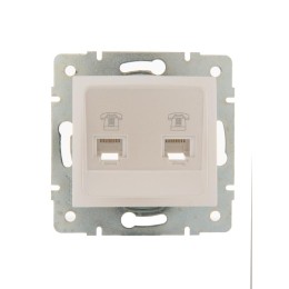 Розетка телефонная 2-м СП Karina RJ11 механизм жемчуж./бел. перламутр. LEZARD 707-3088-138