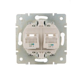 Розетка телефонная 2-м СП Karina RJ11 механизм жемчуж./бел. перламутр. LEZARD 707-3088-138