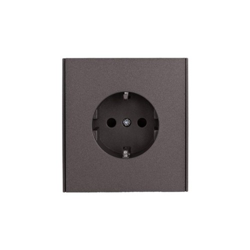 Розетка 1-м СП STRONG MIELE 16А с заземл. защ. шторки графит Kranz KR-78-0701-6