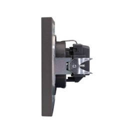 Розетка 1-м СП STRONG MIELE 16А с заземл. защ. шторки графит Kranz KR-78-0701-6