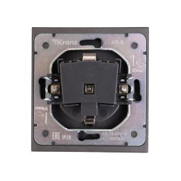 Розетка 1-м СП STRONG MIELE 16А с заземл. защ. шторки графит Kranz KR-78-0701-6
