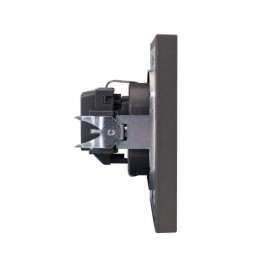 Розетка 1-м СП STRONG MIELE 16А с заземл. защ. шторки графит Kranz KR-78-0701-6