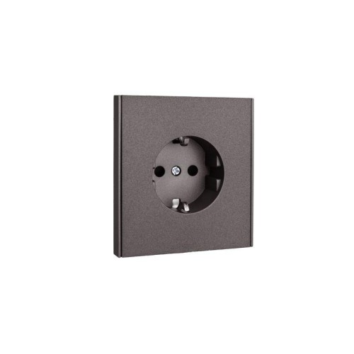 Розетка 1-м СП STRONG MIELE 16А с заземл. защ. шторки графит Kranz KR-78-0701-6