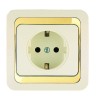 Розетка 1-м СП Mimoza 16А IP20 с заземл. крем./зол. Makel 12628