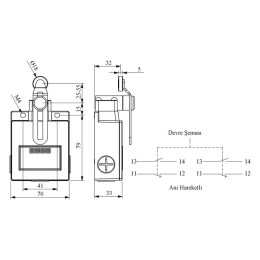 Выключатель концевой реверсивный ролик 2НО+2НЗ EMAS L54K16MEM124