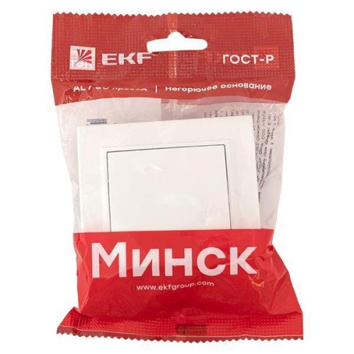 Выключатель 1-кл. СП Минск 10А IP20 с индикатором бел. Basic EKF ERV10-121-10