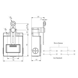 Выключатель концевой реверсивный ролик 2НО+2НЗ EMAS L54K16MEP122