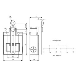 Выключатель концевой реверсивный ролик 2НО+2НЗ EMAS L54K16MEP123