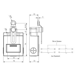 Выключатель концевой реверсивный ролик 2НО+2НЗ EMAS L54K16MEP124