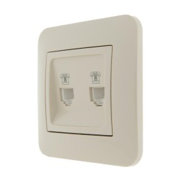 Розетка телефонная 2-м СП Karina RJ11 механизм крем. LEZARD 707-0388-138