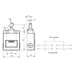 Выключатель концевой однонаправленный ролик 2НО+2НЗ EMAS L54K16MIM311