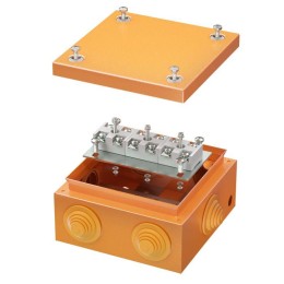 Коробка ответвительная FS 150х150х80мм 6р 450В 32А 10кв.мм нерж. контакт с каб. вводами и клеммн. IP