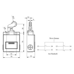 Выключатель концевой однонаправленный ролик 2НО+2НЗ EMAS L54K16MIP211
