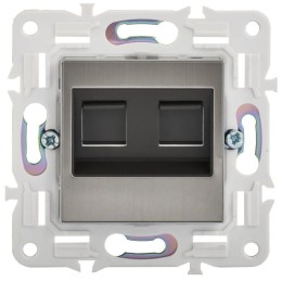 Розетка компьютерная двойн. RJ45 кат.5E SKANDY SK-K03N никель IEK SK-K20-1-K50