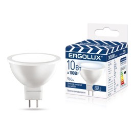 Лампа светодиодная LED-JCDR-10W-GU5.3-6K JCDR 10Вт GU5.3 6500К 180-240В ПРОМО Ergolux 15563