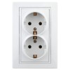 Розетка 2-м СП Plano 1Э-208-01 16А IP20 2х2P+E 250В Schuko с заземл. защ. шторки без лапок бел. Intr